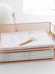 Load image into Gallery viewer, Fontvieille Stackable Rose Gold Paper Tray - Set of 2 - Letter Size
