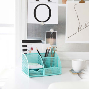 Load image into Gallery viewer, Fontvieille Unique Metal Aqua Desk Organizer with Drawer
