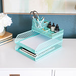 Load image into Gallery viewer, Riviera 6 Piece Aqua Interlocking Desk Organizer Set
