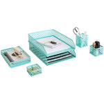 Load image into Gallery viewer, Riviera 6 Piece Aqua Interlocking Desk Organizer Set
