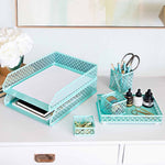 Load image into Gallery viewer, Riviera 6 Piece Aqua Interlocking Desk Organizer Set
