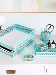 Load image into Gallery viewer, Riviera 6 Piece Aqua Interlocking Desk Organizer Set
