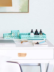 Load image into Gallery viewer, Riviera 6 Piece Aqua Interlocking Desk Organizer Set
