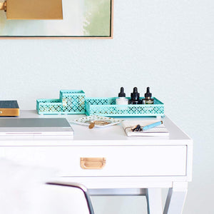 Load image into Gallery viewer, Riviera 6 Piece Aqua Interlocking Desk Organizer Set
