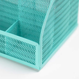Fontvieille Unique Metal Aqua Desk Organizer with Drawer