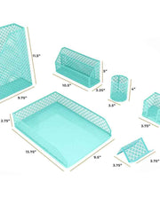 Load image into Gallery viewer, Riviera 6 Piece Aqua Desk Organizer Set
