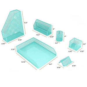 Riviera 6 Piece Aqua Desk Organizer Set