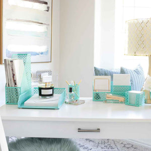 Load image into Gallery viewer, Riviera 6 Piece Aqua Desk Organizer Set
