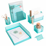 Load image into Gallery viewer, Riviera 6 Piece Aqua Desk Organizer Set
