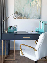 Load image into Gallery viewer, Fontvieille 5 Piece Aqua Desk Organizer Set with Desktop Hanging File Organizer
