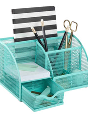 Load image into Gallery viewer, Fontvieille Unique Metal Aqua Desk Organizer with Drawer
