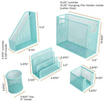 Load image into Gallery viewer, Fontvieille 5 Piece Aqua Desk Organizer Set with Desktop Hanging File Organizer
