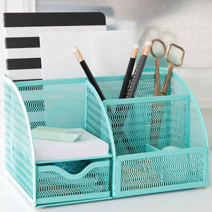Load image into Gallery viewer, Fontvieille Unique Metal Aqua Desk Organizer with Drawer

