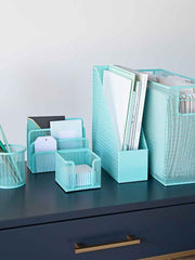 Load image into Gallery viewer, Fontvieille 5 Piece Aqua Desk Organizer Set with Desktop Hanging File Organizer
