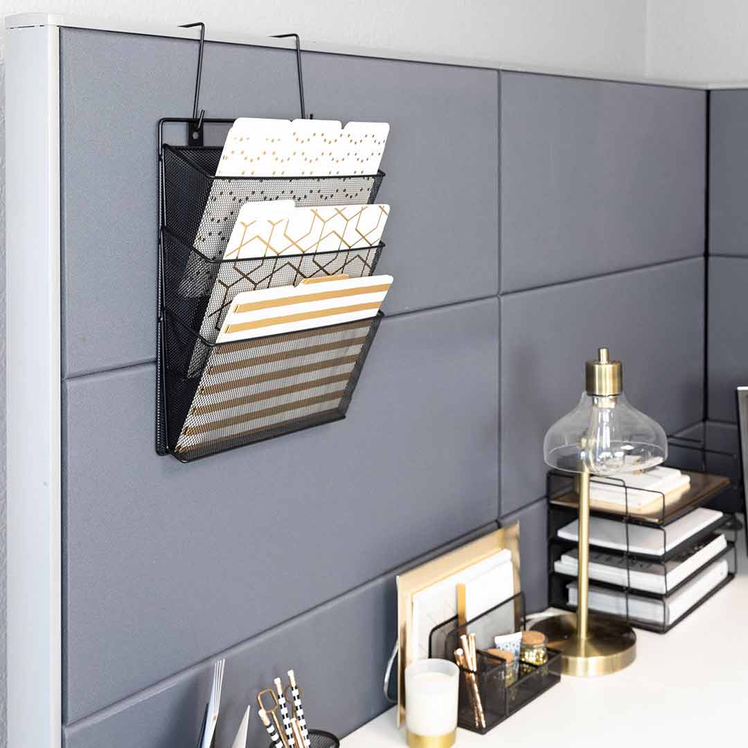 Cubicle File Rack Office Cubicle Black Wire Mesh Hanging Wall File Organizer | Blu Monaco