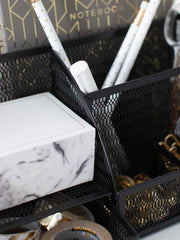 Load image into Gallery viewer, Fontvieille Unique Metal Black Desk Organizer with Drawer
