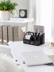 Load image into Gallery viewer, Fontvieille Unique Metal Black Desk Organizer with Drawer
