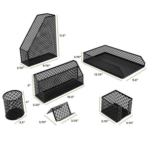 Riviera 6 Piece Black Desk Organizer Set