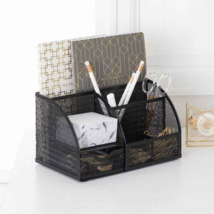 Load image into Gallery viewer, Fontvieille Unique Metal Black Desk Organizer with Drawer
