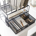 Load image into Gallery viewer, Fontvieille Desk Organizer with File Sorters and Drawer - Black
