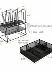 Load image into Gallery viewer, Fontvieille Desk Organizer with File Sorters and Drawer - Black
