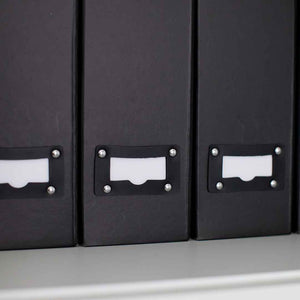 Foldable Magazine File Holder with Leather Label Holder - Set of 6 - Black