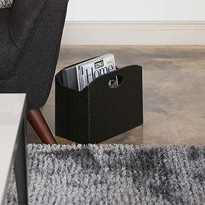 Load image into Gallery viewer, Quality Leather Magazine Holder Basket with Handles - Black
