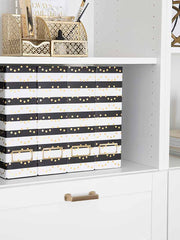 Load image into Gallery viewer, Foldable Magazine File Holders with Gold Label Holder - Set of 4 - Black and Gold
