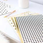 Load image into Gallery viewer, Decorative File Folders - 1/3 Cut Tabs - Letter Size - Set of 12 - 2 Each of 6 Cute Patterns with Gold Foil - (Geometric White Black Gold)
