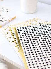 Load image into Gallery viewer, Decorative File Folders - 1/3 Cut Tabs - Letter Size - Set of 12 - 2 Each of 6 Cute Patterns with Gold Foil - (Geometric White Black Gold)
