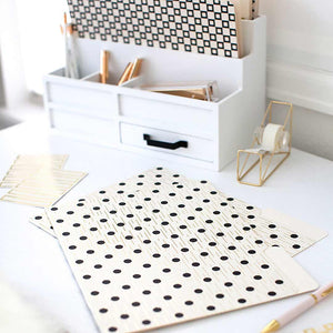 Decorative File Folders - 1/3 Cut Tabs - Letter Size - Set of 12 - 2 Each of 6 Cute Patterns with Gold Foil - (Geometric White Black Gold)