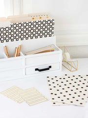 Load image into Gallery viewer, Decorative File Folders - 1/3 Cut Tabs - Letter Size - Set of 12 - 2 Each of 6 Cute Patterns with Gold Foil - (Geometric White Black Gold)
