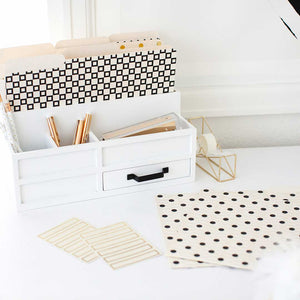 Decorative File Folders - 1/3 Cut Tabs - Letter Size - Set of 12 - 2 Each of 6 Cute Patterns with Gold Foil - (Geometric White Black Gold)