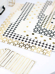 Load image into Gallery viewer, Decorative File Folders - 1/3 Cut Tabs - Letter Size - Set of 12 - 2 Each of 6 Cute Patterns with Gold Foil - (Geometric White Black Gold)
