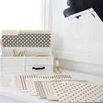 Load image into Gallery viewer, Decorative File Folders - 1/3 Cut Tabs - Letter Size - Set of 12 - 2 Each of 6 Cute Patterns with Gold Foil - (Geometric White Black Gold)
