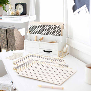 Decorative File Folders - 1/3 Cut Tabs - Letter Size - Set of 12 - 2 Each of 6 Cute Patterns with Gold Foil - (Geometric White Black Gold)