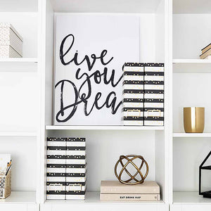 Load image into Gallery viewer, Foldable Magazine File Holders with Gold Label Holder - Set of 4 - Black and Gold
