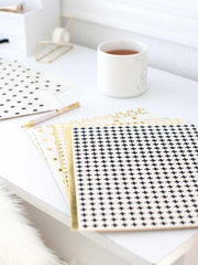 Load image into Gallery viewer, Decorative File Folders - 1/3 Cut Tabs - Letter Size - Set of 12 - 2 Each of 6 Cute Patterns with Gold Foil - (Geometric White Black Gold)
