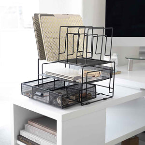 Load image into Gallery viewer, Fontvieille Desk Organizer with File Sorters and Drawer - Black
