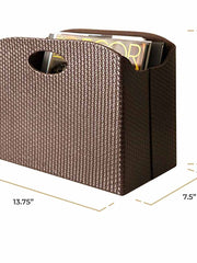 Load image into Gallery viewer, Quality Leather Magazine Holder Basket with Handles - Brown
