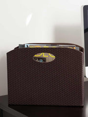 Load image into Gallery viewer, Quality Leather Magazine Holder Basket with Handles - Brown
