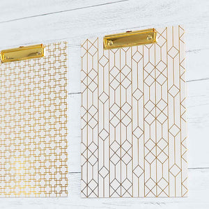 Load image into Gallery viewer, Set of 4 Decorative Clipboards with Light Pink Patterns and Gold Foil
