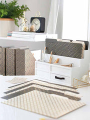 Load image into Gallery viewer, Decorative File Folders - 1/3 Cut Tabs - Letter Size - Set of 12 - 2 Each of 6 Cute Patterns with Gold Foil (Dark Gray and Cream)
