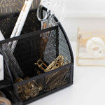 Load image into Gallery viewer, Fontvieille Unique Metal Black Desk Organizer with Drawer
