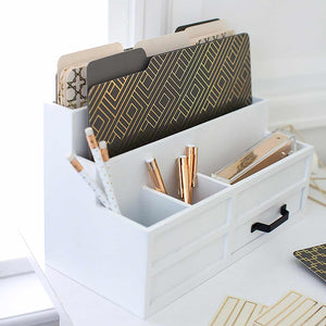 Decorative File Folders - 1/3 Cut Tabs - Letter Size - Set of 12 - 2 Each of 6 Cute Patterns with Gold Foil (Dark Gray and Cream)