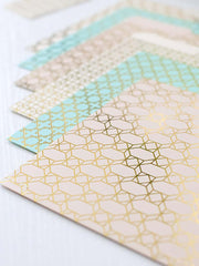 Load image into Gallery viewer, Decorative File Folders - 1/3 Cut Tabs - Letter Size - Set of 12 - 2 Each of 6 Cute Patterns with Gold Foil (Pink Aqua and Cream)
