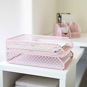 Riviera Stackable Pink Paper Tray - Set of 2 - Letter Size