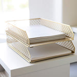 Load image into Gallery viewer, Riviera Stackable Gold Paper Tray - Set of 2 - Letter Size
