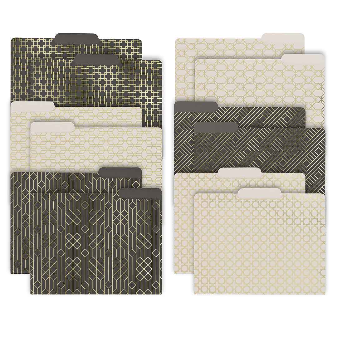 Decorative File Folders - 1/3 Cut Tabs - Letter Size - Set of 12 - 2 E ...