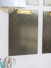 Load image into Gallery viewer, Set of 4 Decorative Clipboards with Dark Geometric Patterns and Gold foil
